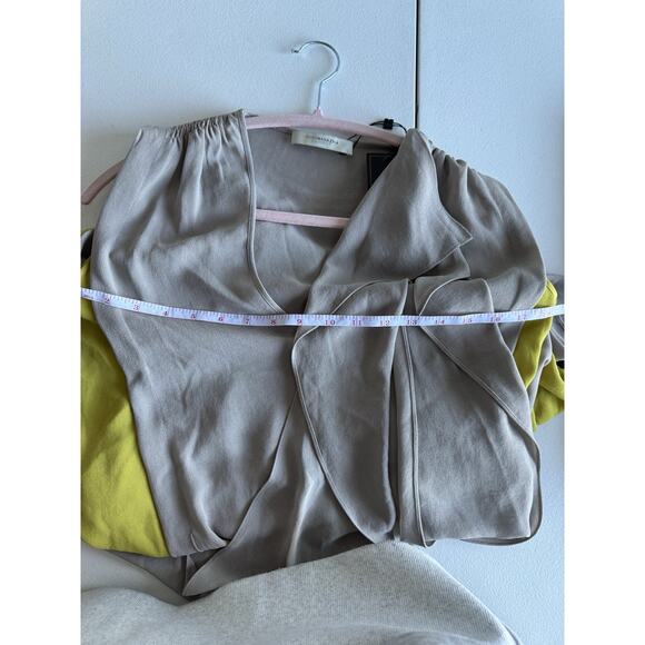 bcbg maxazria dress/tunic top sample flowy chartruse, beige white M - Picture 6 of 7